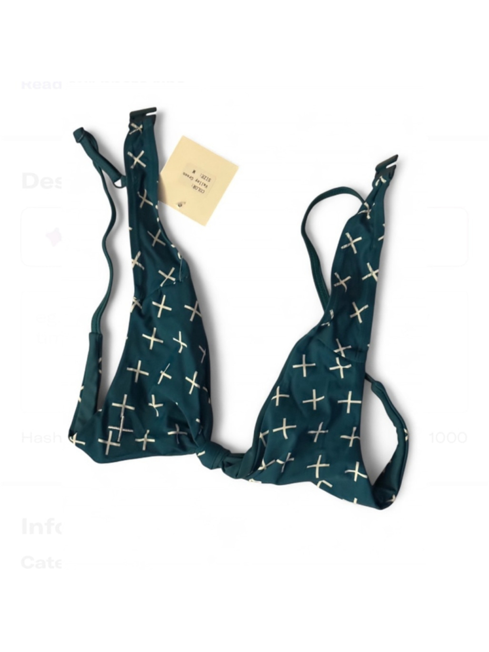 Boutine LA Valley Green X Print Set Triangle Bikini Top Medium NWT botto m large